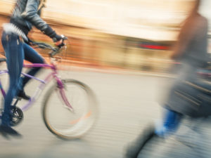 Cyclist and pedestrian