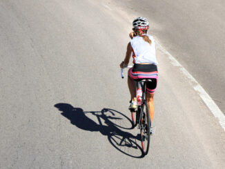 Woman riding road bike