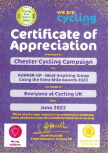 Cycling UK Most Inspiring Group Runner-up Award